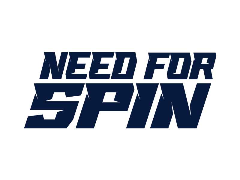 Bold navy lettering spelling 'Need for Spin' on a white background.