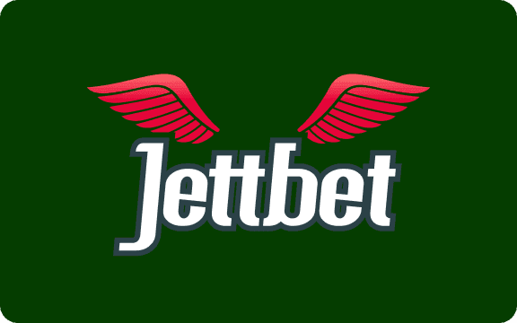 Jettbet logo with red wings above the text on a green background.