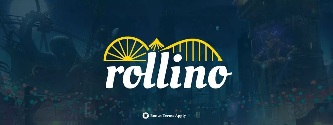 Logo with the word 'rollino' under a stylized yellow roller coaster track.